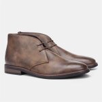 Bottines hommes en cuir marron - funmoon - bottes chaudes et confortables