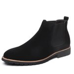 Bottines homme en cuir noir - mode dcontracte - lacets - bout rond - hiver