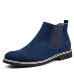 Bottines homme - leoclotho - bottines de 41 - bleu - cuir - a lastique - moyenne
