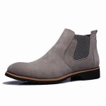 Bottines homme - leoclotho - bottines de 43 - gris - cuir - talon bas - chelsea