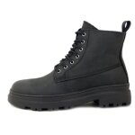 Bottine pour homme - luxury - cuir graiss� noir - lacets et zip