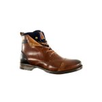 Bottines homme - redskins yedos zs - cuir brandy / marine - lacets / zip - confort exceptionnel