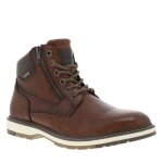 Bottines homme - marque - talon plat - cognac - marron - synthtique