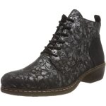 Bottine  lacets rieker - femme - noir combi - talon carr - confort exceptionnel