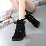 Bottines  lacets  talons hauts pour femmes - os - noir - synthtique - adulte - femme