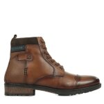 Bottines montantes en cuir redskins spicy - cognac / marine - fermeture  lacets et zip - confort exceptionnel ...