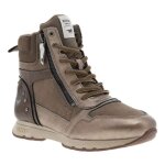 Bottines - mustang - taupe - compens bas - talon 3 cm - semelle beige et blanche