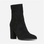 Bottines en su�dine � bout pointu et talon haut carr�. pour femme - bottines - la modeuse