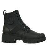 Bottines palladium pallabase army r - femme - cuir - noir - lacets - talon plat - hauteur 2