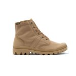 Bottines palladium pallabrousse - homme - beige - toile - lacets - plat - haute