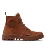 Bottines palladium pampa hi zi - marron - talon plat - cuir