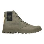 Bottines - palladium - pampa surplus - vert - talon plat - 3 cm - lacets