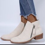 Bottines  plate - forme pour femme - marque - modle - talons bas - lopard - beige