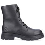 Bottines rieker z9120 - 01 noir femme - cuir - talon plat - hauteur de la tige moyenne