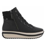 Bottines semi - compenses rieker r - evolution en cuir noir - femme - talon compens 45cm - tige 12cm ...