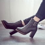 Bottine talons hauts femme - garde au chaud - noir - fermeture zip