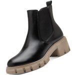 Bottine tamaris femme noir - chelsea boots en cuir avec fermeture �clair et talon large de 6 cm