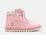 Bottines timberland pokeypine 6in zip en cuir rose pour enfant