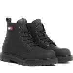 Bottines tommy jeans ruberized lace up boot - noir - homme - cuir - lacets