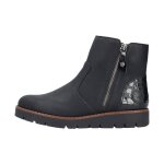 Bottine  zip - rieker - belinga - noir - femme - talon plat - hauteur 2 cm