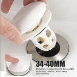 Bouchon lavabo salle de bain pop - up - qingque - blanc - filtre intgr - pas de fuite deau - matriau ...