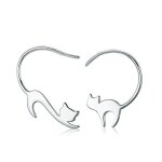 Boucle doreille - charm fashion - forme de chat - argent� - demi - cr�ole - 22x30 mm