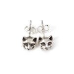 Boucles doreilles clous t�te de chat argent 925 7mmx7mm - rc006466