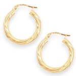 Boucles doreilles cr�oles - latelier dazur - or jaune - torsad�es - 375 / 1000 - 2. 20cm x 2cm