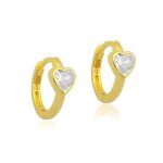 Boucles doreilles - femme - cr�oles - ovales - coeur - cristal - blanc - or jaune - vermeil - 14 carats ...