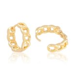 Boucles doreilles - femme - cr�oles - rondes - maille cubaine - 18 mm - plaqu� or jaune 750 / 1000 - ...