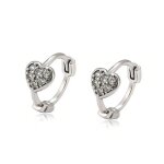 Boucles doreilles - femme / enfant - cr�oles - coeur - cristal - blanc - argent 925 / 1000 - 13 mm