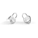 Boucles doreilles - guess - lock me up ube20054 - acier inoxydable - cristaux swarovski - argent�