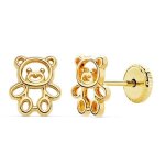 Boucles doreilles - latelier dazur - oursons - or jaune 18 carats 750 / 000 - clou - puce