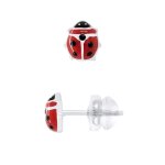 Boucles doreilles - l�a & arthur - coccinelle rouge - or blanc 375 - enfant - fille