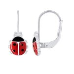 Boucles doreilles - l�a & arthur - motifs coccinelle - argent 925 - �mail rouge - noir - dormeuses