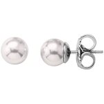 Boucles doreilles - majorica - lyra - perle blanche - argent rhodi� - 12 mm - fermoir s�curis�