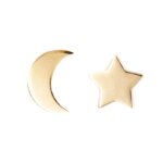 Boucles doreilles or jaune etoile et lune - latelier dazur - clou - puce - 375 / 1000
