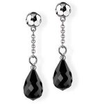 Boucles doreilles pendantes - mo - cu08 - argent - perle noire - femme - acier inoxydable