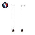 Boucles doreilles pendante - perlinea - 7 cm - perles de tahiti 8 - 9 mm - argent 925 - garantie 2 ans ...
