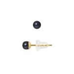 Boucles doreilles - perlinea - perles de culture noires 3 - 4 mm - or jaune 9 cts - garantie 2 ans