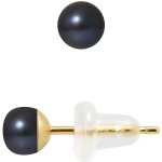 Boucles doreilles - perlinea - vritables perles de culture noires 4 - 5 mm - or jaune 9 cts - garantie ...