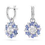 Boucles doreilles - swarovski - idyllia - fleurs bleues - mtal rhodi - croles en cristal