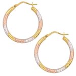 Boucles doreilles 3 ors jaune blanc et rose - croles - latelier dazur - or 375 / 1000 - femme - 2. 5cm ...