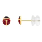 Boucles doreilles coccinelles - or jaune - enfant - clou - puce
