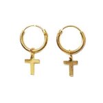 Boucles doreilles cr�oles croix christ plaqu� or
