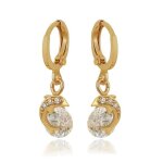Boucles d?oreilles - femme / enfant - croles - dauphin - cristal - blanc - plaqu or jaune 750 / 1000 ...