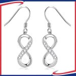 Boucles doreilles pour femme fille - n?ud pendentif - argent s925 zyrconium - cadeau mariage soir�e no�l ...