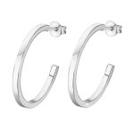 Boucles doreilles - lotus silver - cr�oles moyenne - argent - blanc - femme