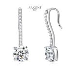 Boucles d?oreilles - femme - pendantes - cristal - blanc - argent fin 925 / 1000 - 30 x 10 mm
