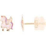 Boucles doreilles licornes laquées - or jaune - enfant - latelier dazur - clou - puce - 375 / 1000 Boucles doreilles licornes laquées - or jaune - enfant - latelier dazur - clou - puce - 375 / 1000